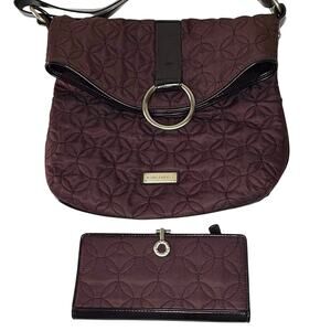Vera Bradley Quilted Foldover Crossbody Bag & Wallet Set | Eggplant Purple